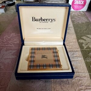 Rare Burberry Gold & Black Plaid Mirror Compact